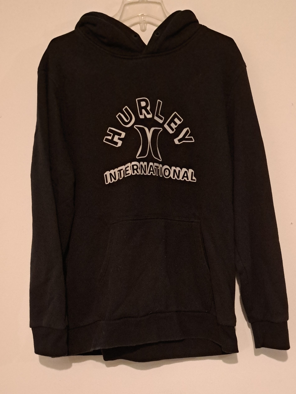 Hurley Black Pullover Hoodie with White International Logo